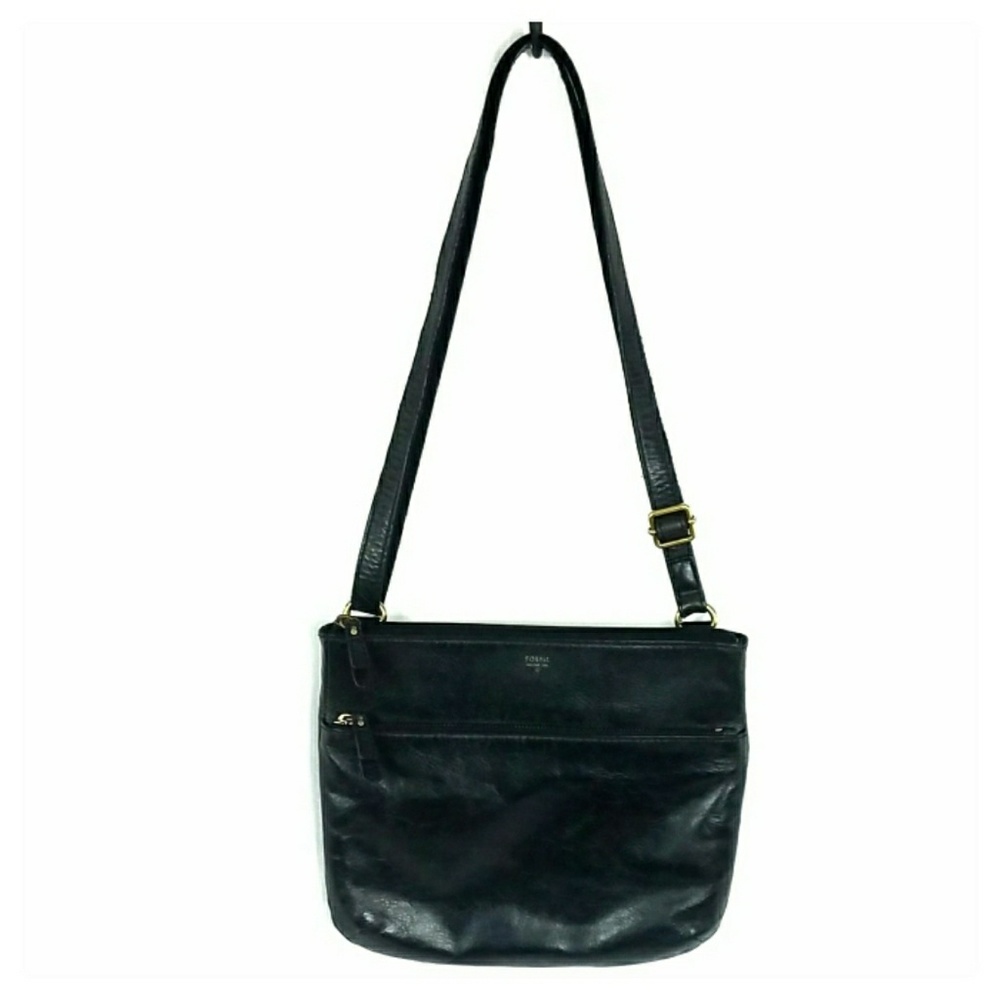 Fossil Black Leather Crossbody Bag